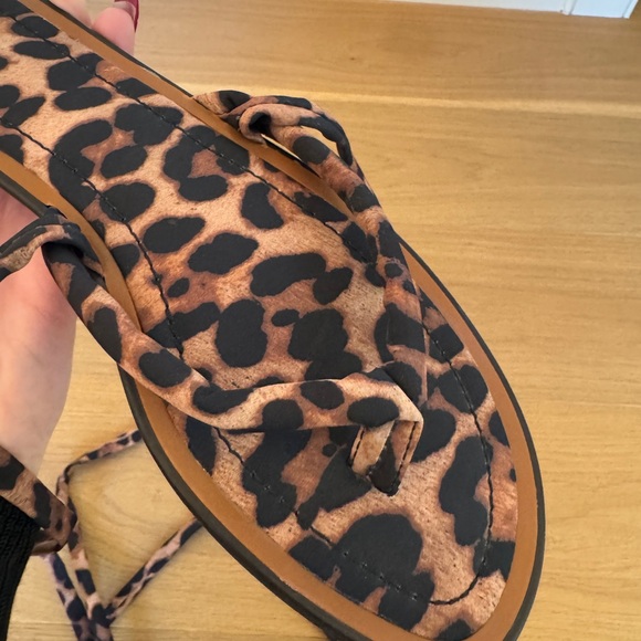 Zara Brown Leopard Print Sandals - Picture 5 of 6